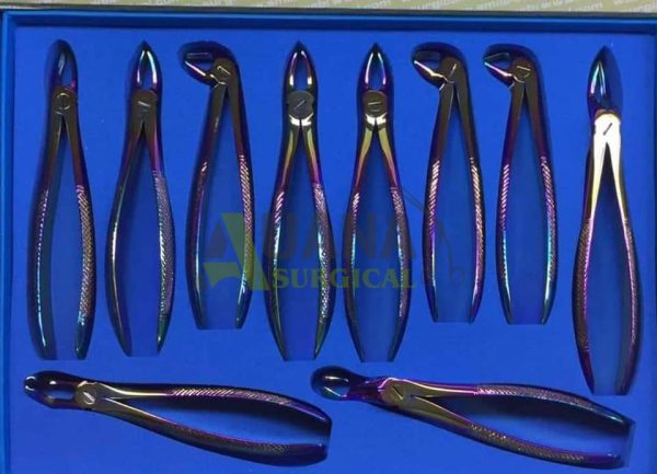 10pcs/set Dental Adult Tooth Extracting Forceps Pliers Surgical Extraction Kit