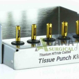 5 Pcs Dental Implant Tissue Punch Kit set Surgical Surgery With Box Holder gold