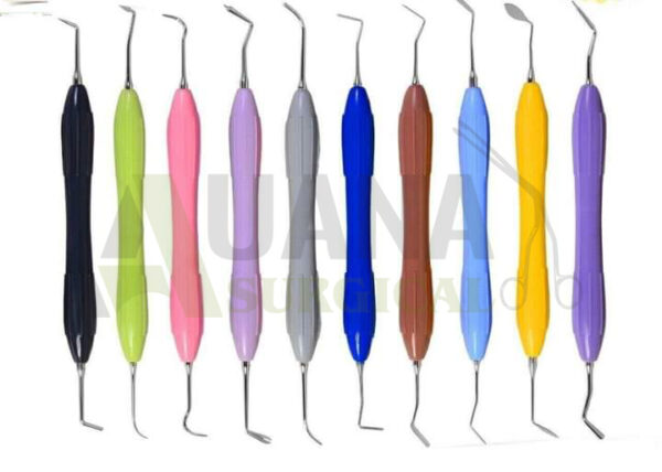 Dental Composite Filling Restorative Instruments 10 Pcs Set with Silicon Handle