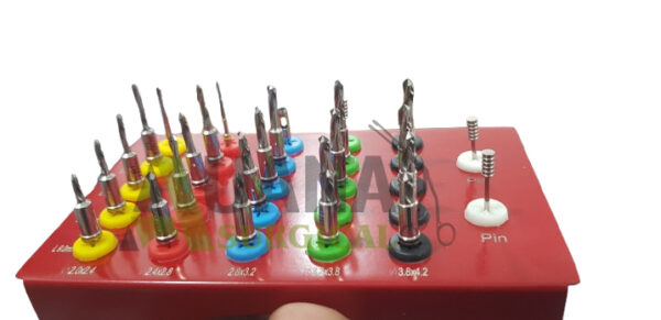 Universal Conical Drills Dental Implant Bur Kit 27 Pieces With Stopper & Pins